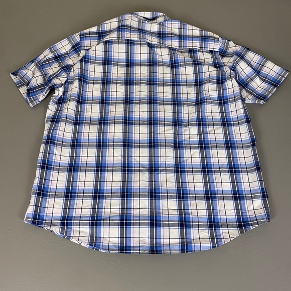 Croft & Barrow Button Down Shirt Men's Size XL Blue Easy Care Plaid Short Sleeve - Picture 11 of 12